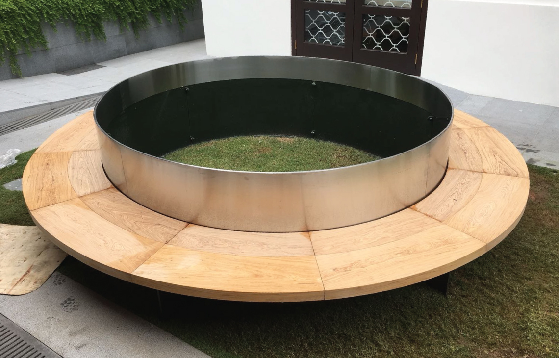 Onewood Solid Curved Bench at Private Housing