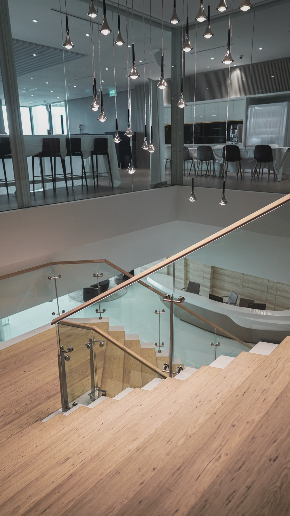 Onewood Staircase Tread, Timber Handrail, Timber Feature Wall