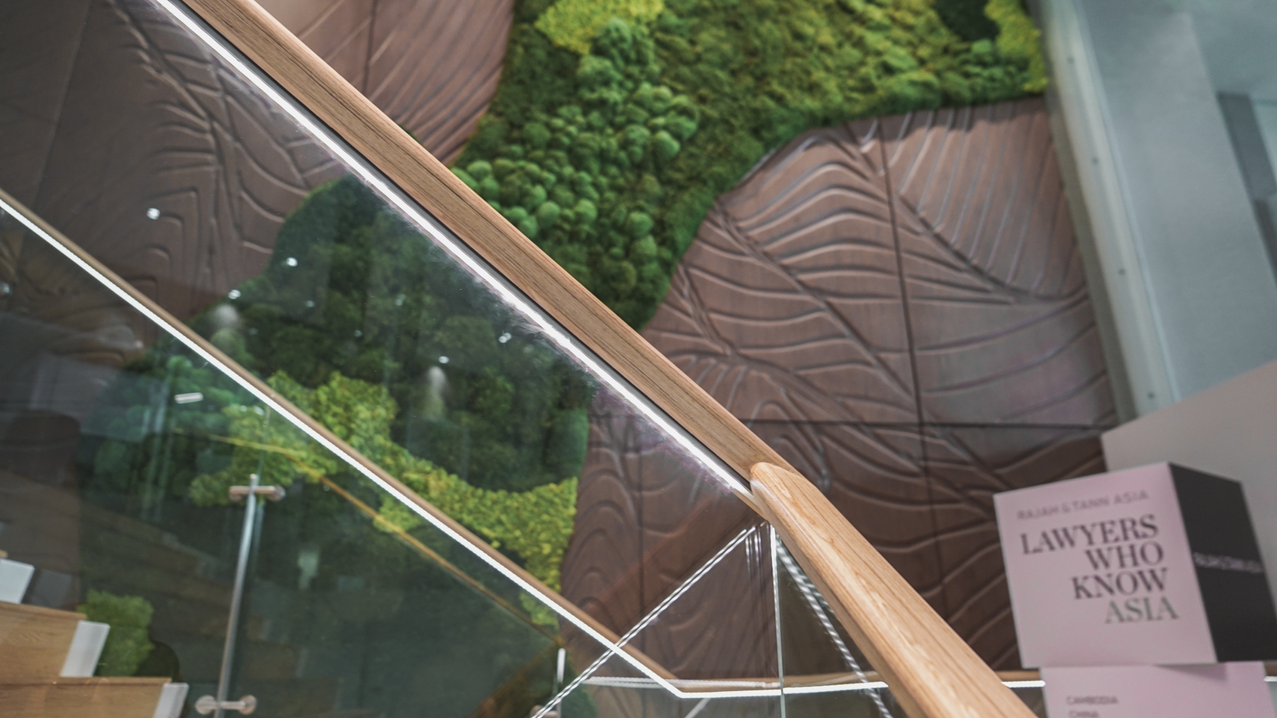 Onewood Staircase Tread, Timber Handrail, Timber Feature Wall