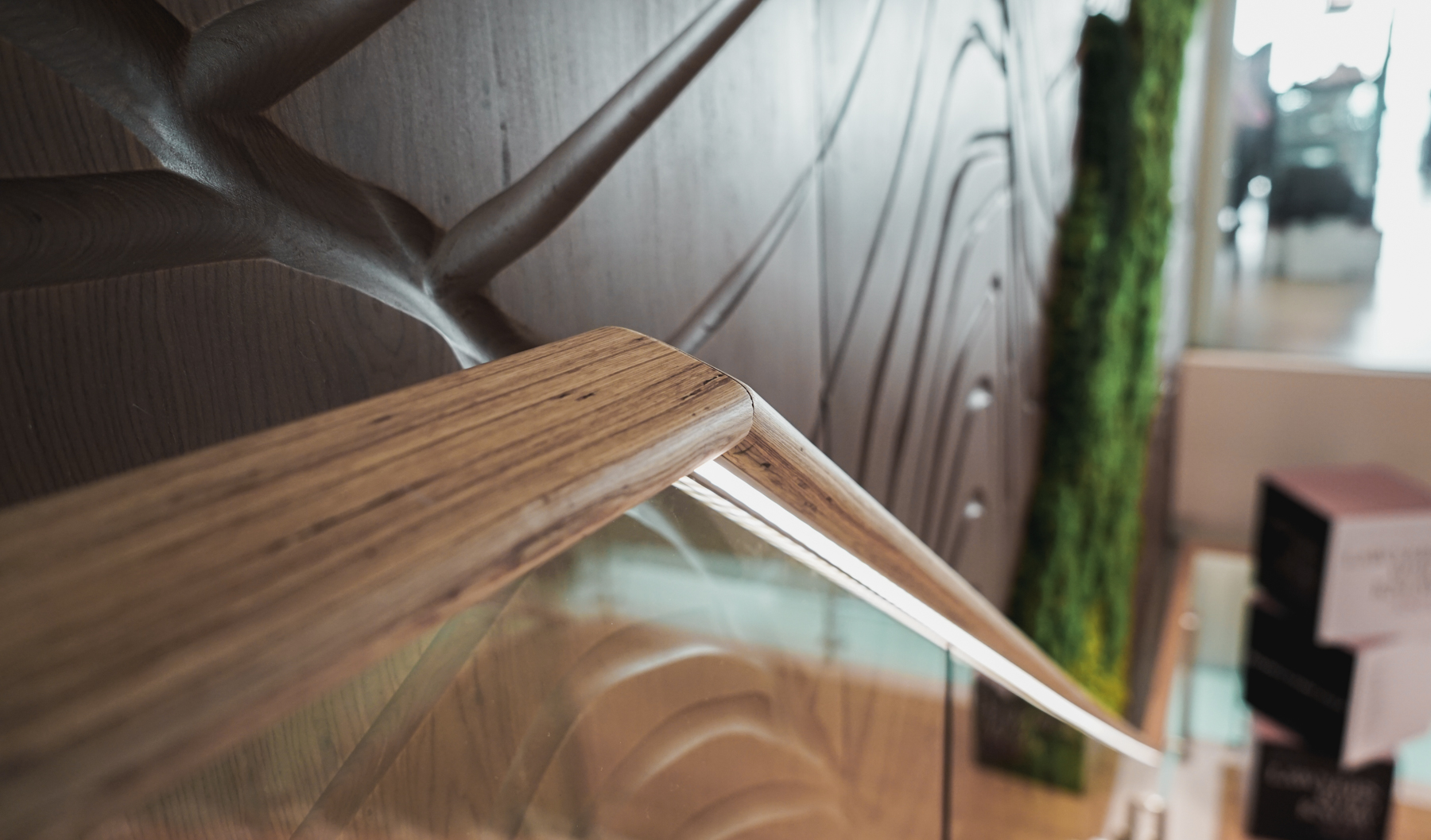 Onewood Staircase Tread, Timber Handrail, Timber Feature Wall